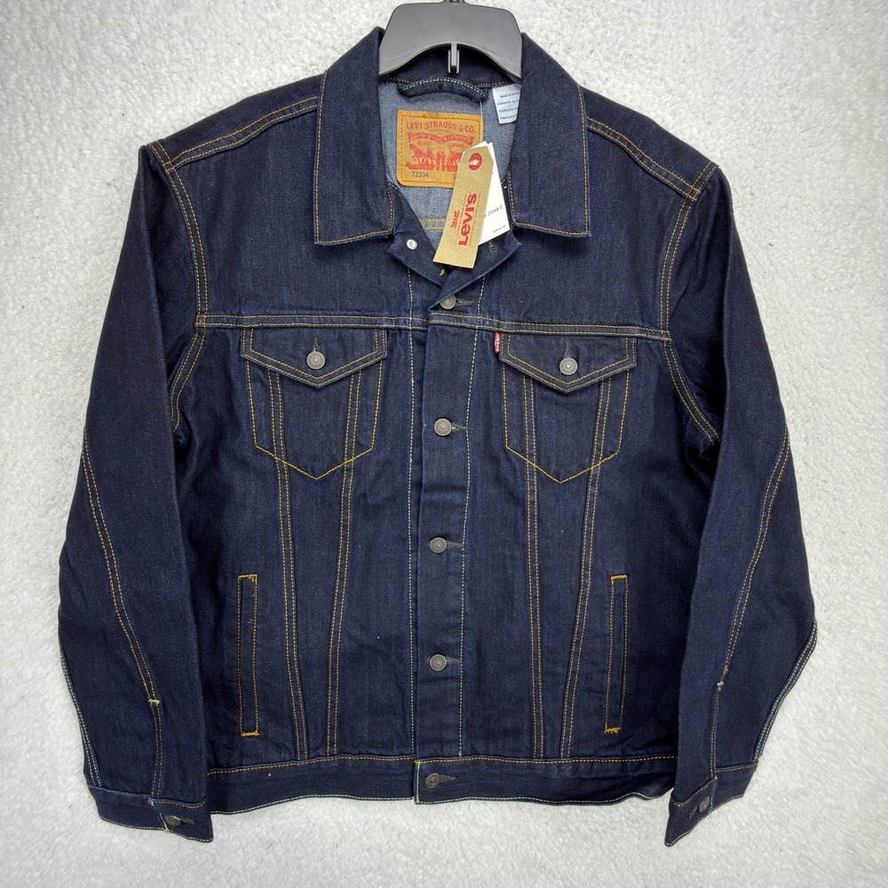 Levis Mens Trucker Jacket Dark Wash Denim Blue XL 72334-0134 NWT